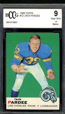 Jack Pardee Card 1969 Topps #12 BGS BCCG 9