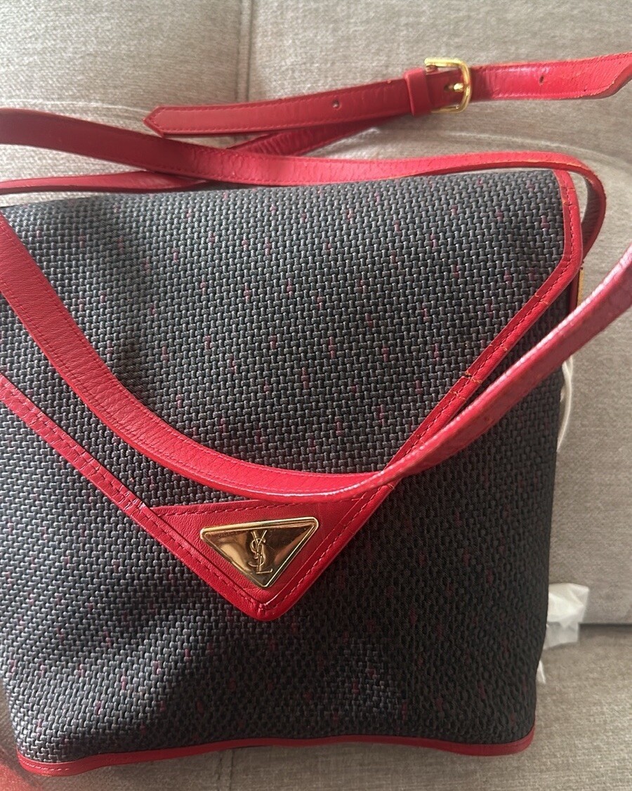 Borsa a tracolla Yves Saint Laurent YSL in PVC rosso autentica vintage media