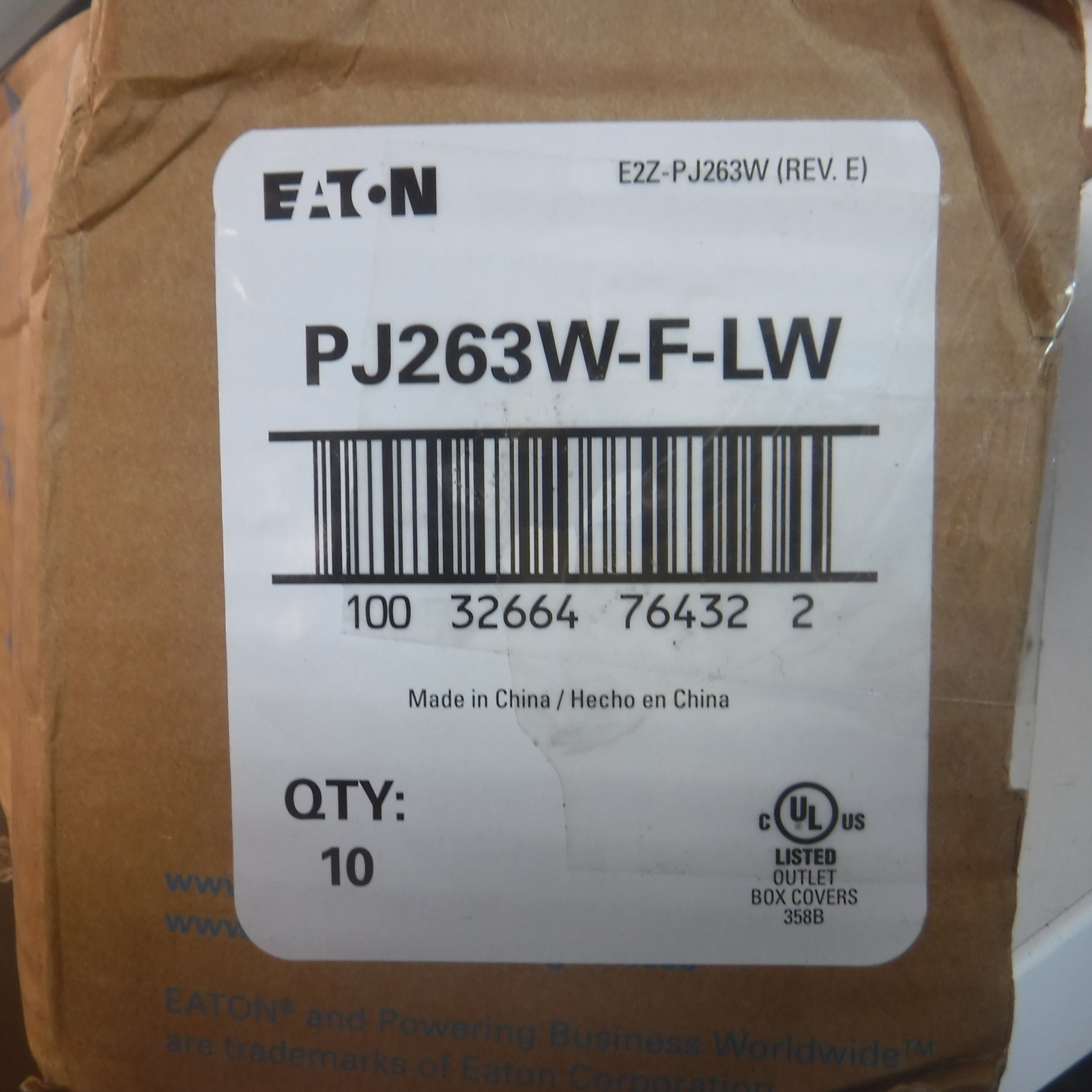 10 Pack Eaton White 3-Gang Midsize Decorator Wall Plates PJ263W-F-LW
