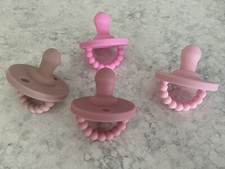 Ryan  Rose Cutie Pat Pacifier/Teether Flat Nipple Pink Malibu Ballet Rose Hazel