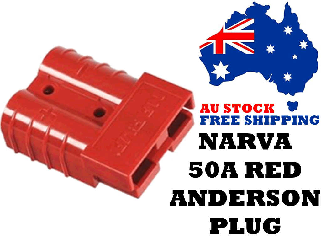 Narva 57200R 57200RBL 50A Anderson Plug Red Dual Battery, Auto
