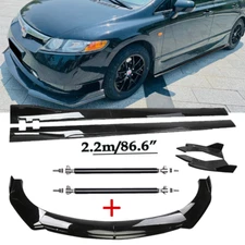 Front Bumper Lip Splitter Spoiler Side Skirt Strut Rod For Honda Civic 2006-2011