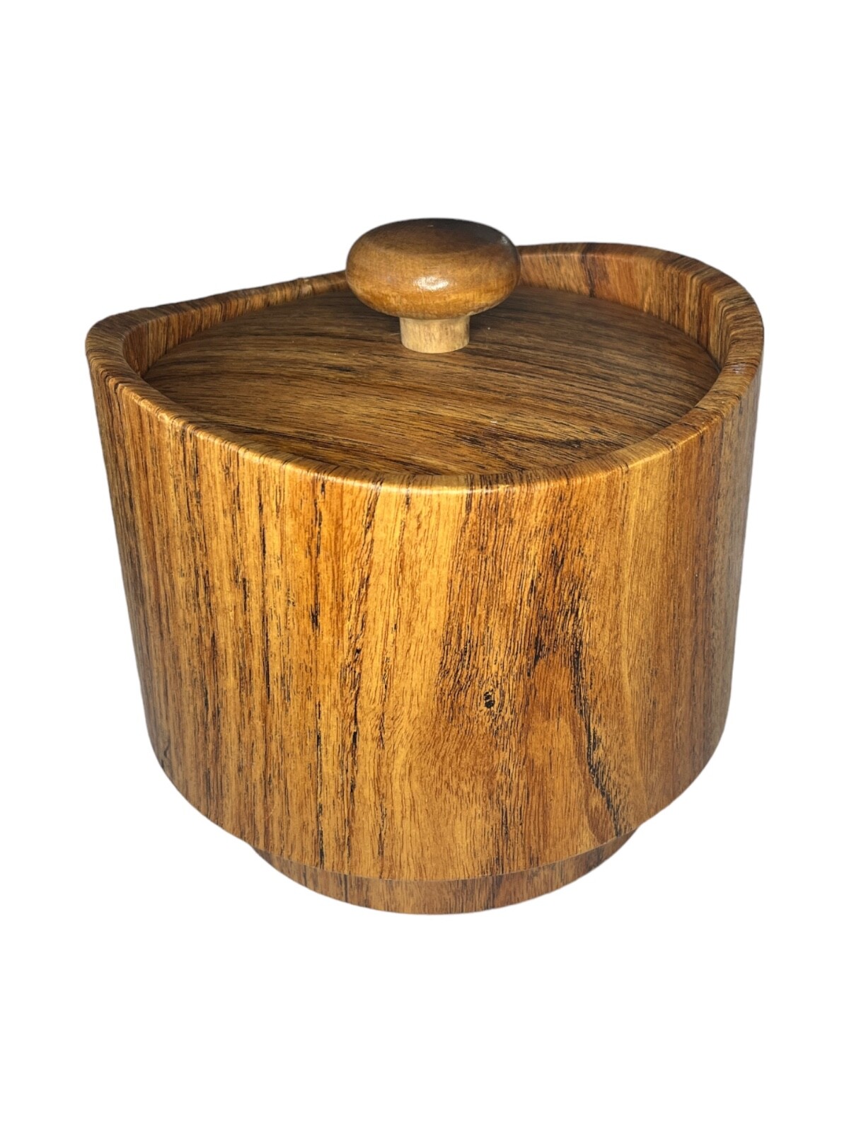 Kraftware Ice Bucket & Lid Vinyl Wood Grain Retro Mid Century Modern