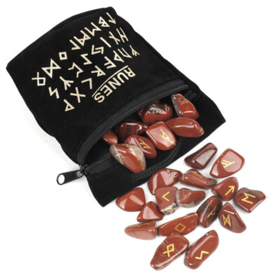 25 Stück Natürliche Runensteine Set Runenschnitzerei Meditationssteine Set
