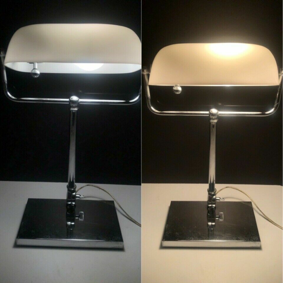Boyd Lighting Company Adjustable Chrome And Glass Dimmable Vintage Desk
