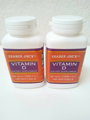 2 Pack Trader Joe's VITAMIN D Dietary Supplement 1000 IU 180 Softgels