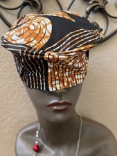 Kufi Black w/Brown Cotton Hat Designs w/elastic back. 18 -20" Circumference.