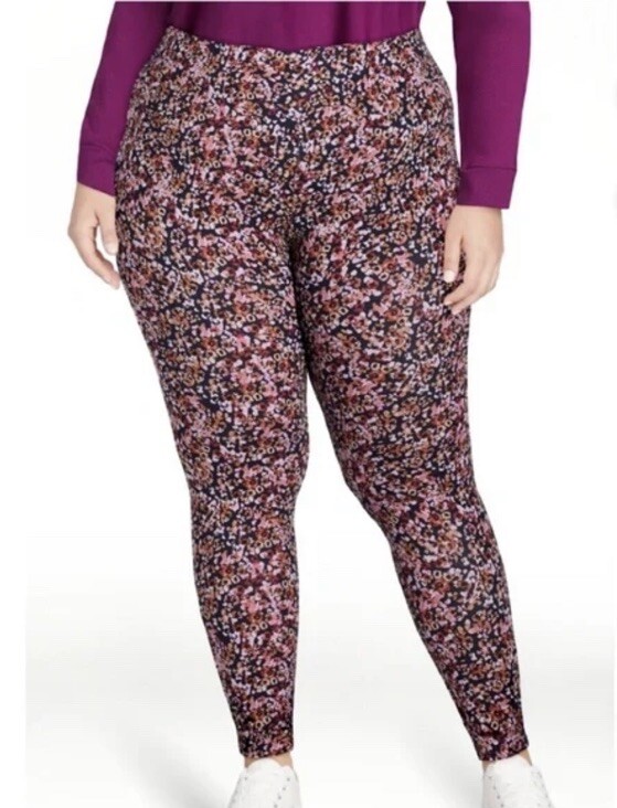 Terra and Sky Ditsy Garden Floral High Rise Full Length Leggings 3X NWT