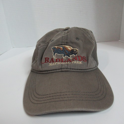 Badlands National Park Hat Mens Taupe Buffalo Grunge Camping Hobo Cap Adjustable