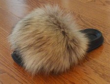 Real Raccoon Fur Slide Sandals Slippers Slides New