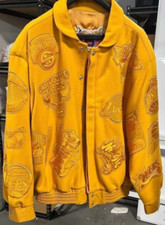 Vintage Jeff Hamilton NBA Teams Patch Jacket Wool GOLD Limited Edition Size 3XL