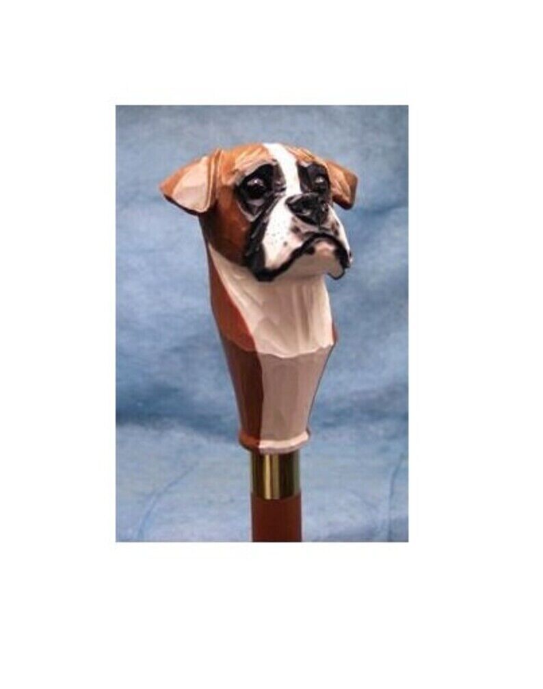 Hand carved Boxer dog handle wooden walking stick… - image 1