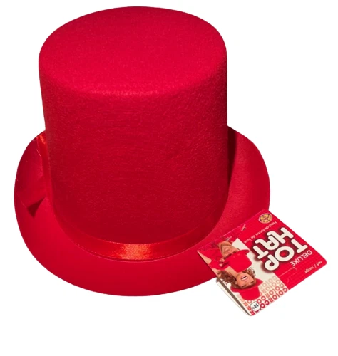 SOMBRERO DE COPA ROJO de lujo mudo mago payaso utilería disfraz gorra formal Navidad Foto 4 de 4