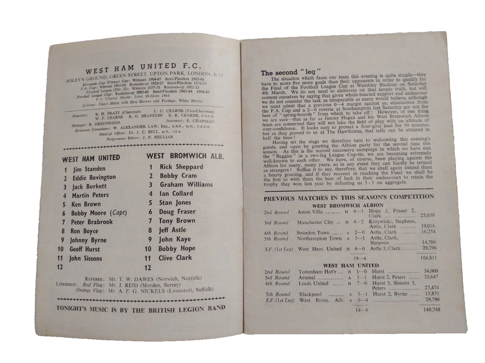 1967 West Ham United v West Bromwich Albion 8th Feb League Cup Semi Final - Image 2 of 4
