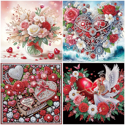 5D DIY Partial Special Shaped Drill Diamond Painting Kit Love Heart Decor30x30cm - Afbeelding 7 van 24