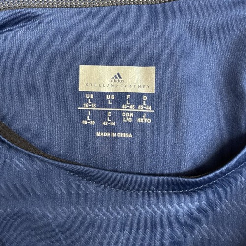 Adidas x Stella McCartney Women's Sz Large Crewneck T-Shirt Top Blue Striped euc - Picture 4 of 7