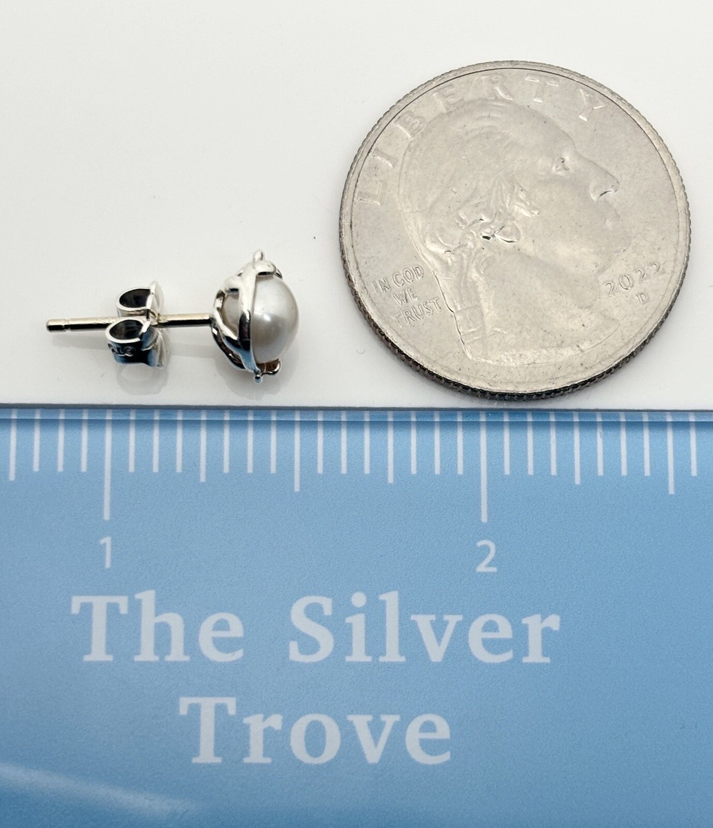 Tiffany Small 6mm Pearl Olive Leaf Earring by Paloma Picasso