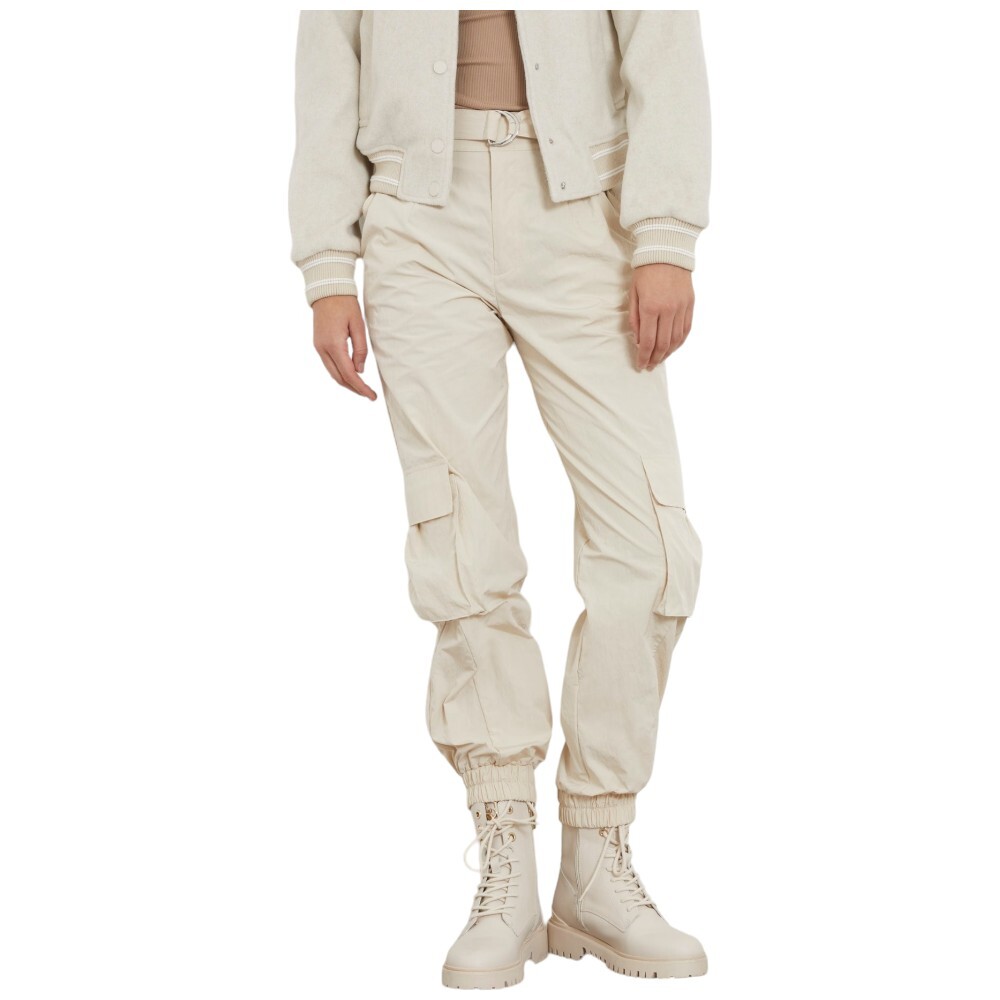 Guess pantaloni cargo vita alta color crema Kori W4RB18 WFVV0