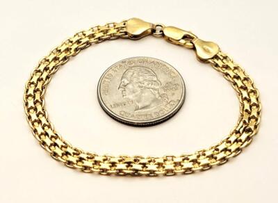Stamped MILOR ITALY 925 Sterling Silver Gold tone Mesh Weave 7.25