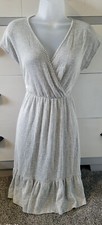 SIZE MEDIUM Caution to the Wind Belted Gray And  White Striped Ribbed Dress
