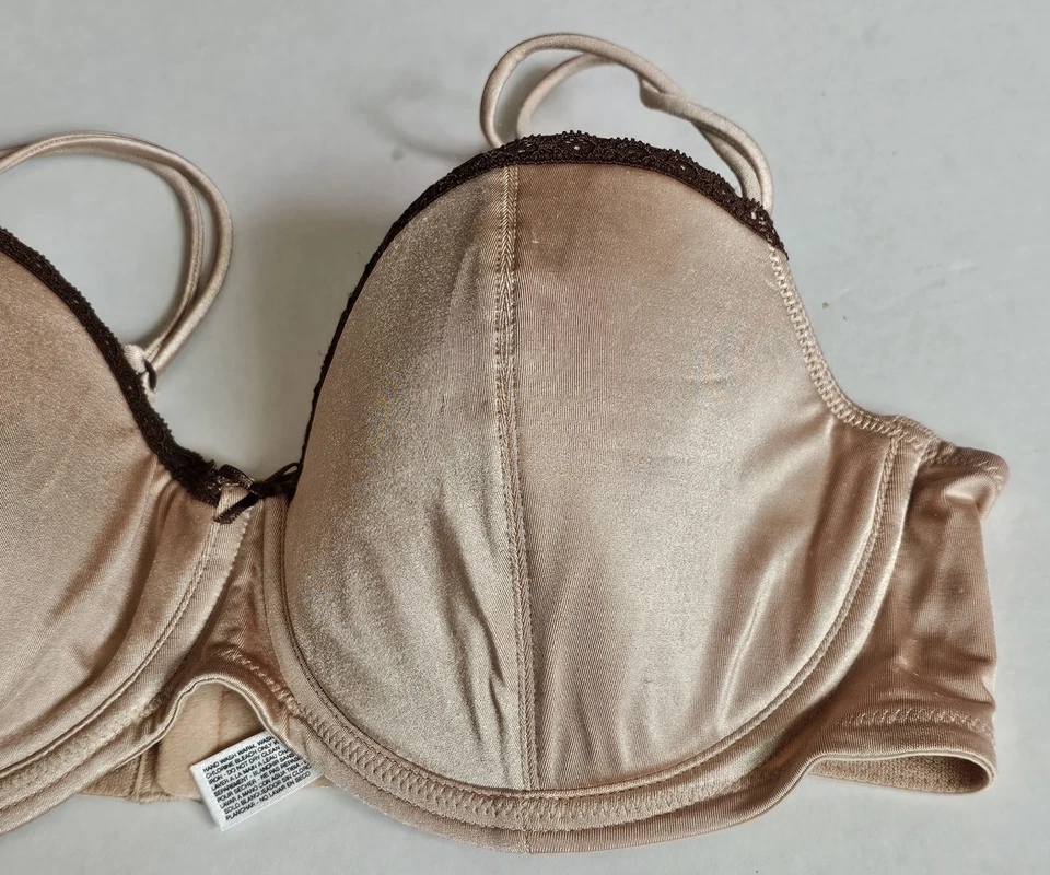 DKNY Women’s Beige Satin Underwire Push Up Bra Size 36D – Lightly Padded Support - Image 3 of 4