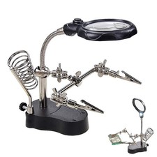3.5X12X Helping Hands Soldering Station with LED Light Alligator Black-3