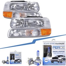 Headlights 4pc Set Wxenon Fits 99-02 Chevrolet Silverado Gm2502187 Gm2503187