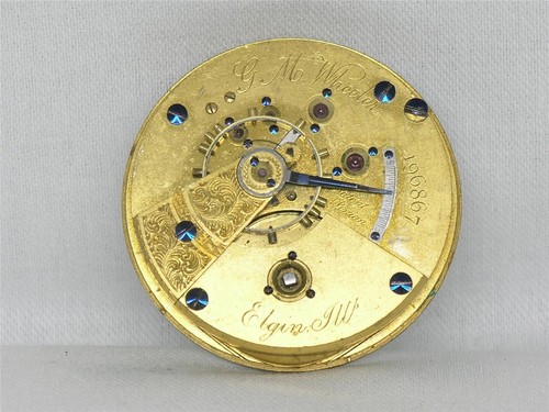 SCARCE 1872 NATIONAL (ELGIN) G.M. WHEELER 18S POCKET WATCH MOVEMENT & DIAL