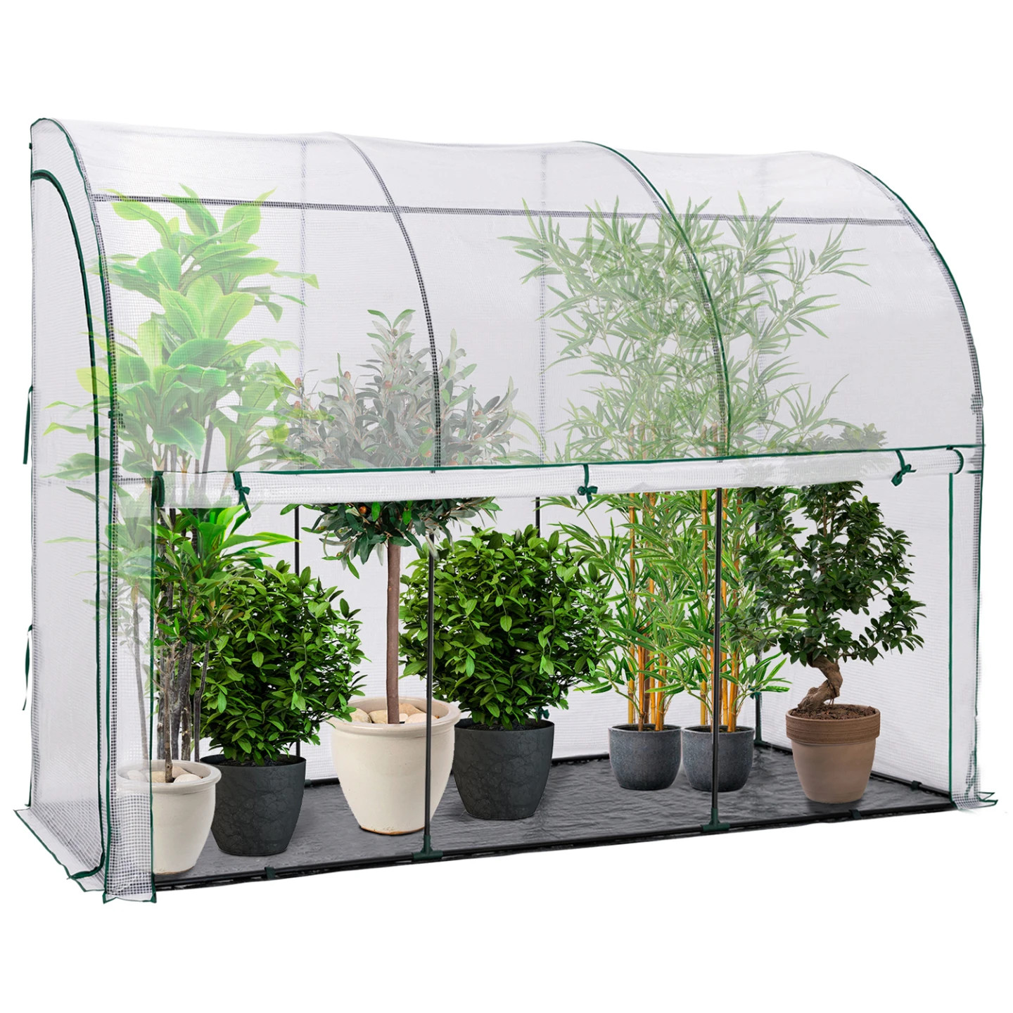 Serre de balcon adossée 300x80x160 bâche transparente double ouverture zippée
