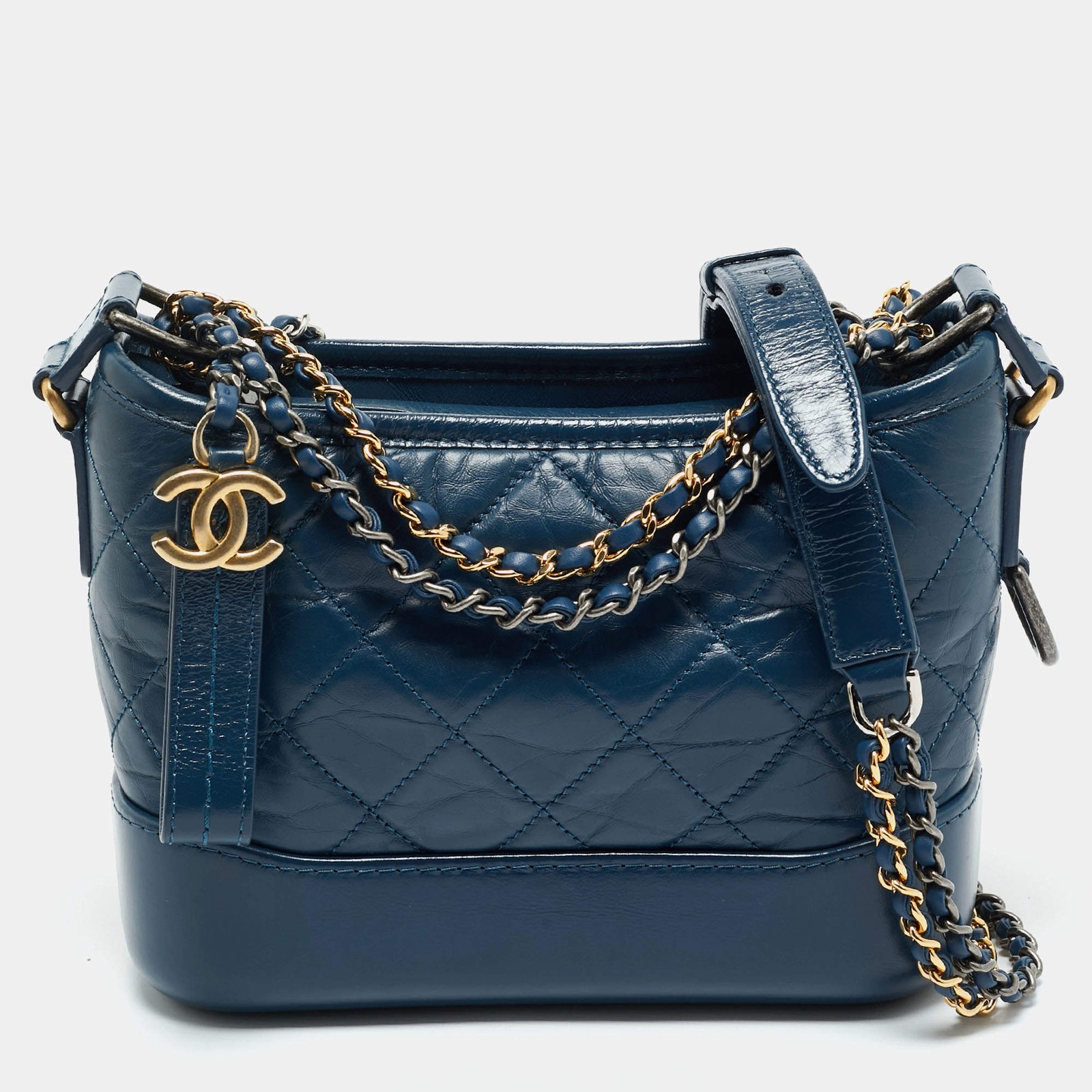 Chanel Blue Quilted Leather Small Gabrielle Shoulder Bag