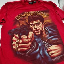 Scarface Tony Montana Big Graphic Tee Shirt 2XL XXL Red Glitter Big & Tall Pew