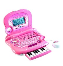 Power Pink Educational Computer Laptop Retractable Musical Keyboard Russian