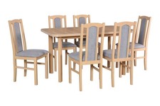 Essgruppe Bos4 Tischgruppe Sonoma Eiche Strukturstoff grau 7-teilig