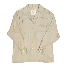 CHANEL COCO Mark Silk Blouse Women gray 【A】