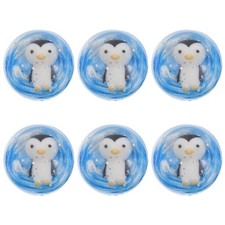  12 Pcs Penguin Birthday Party Bouncy Ball Big Hole European Bead Blown Glass