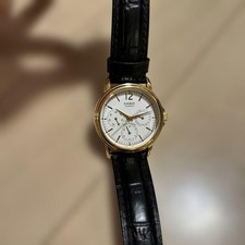 CASIO MTP-1174 Gold Black Watch Quartz Men's White Dial Leather Band From Japan