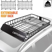 84" x 39" Top Cargo Luggage Carrier Basket Steel Roof Rack For SUV/Jeep/Truck