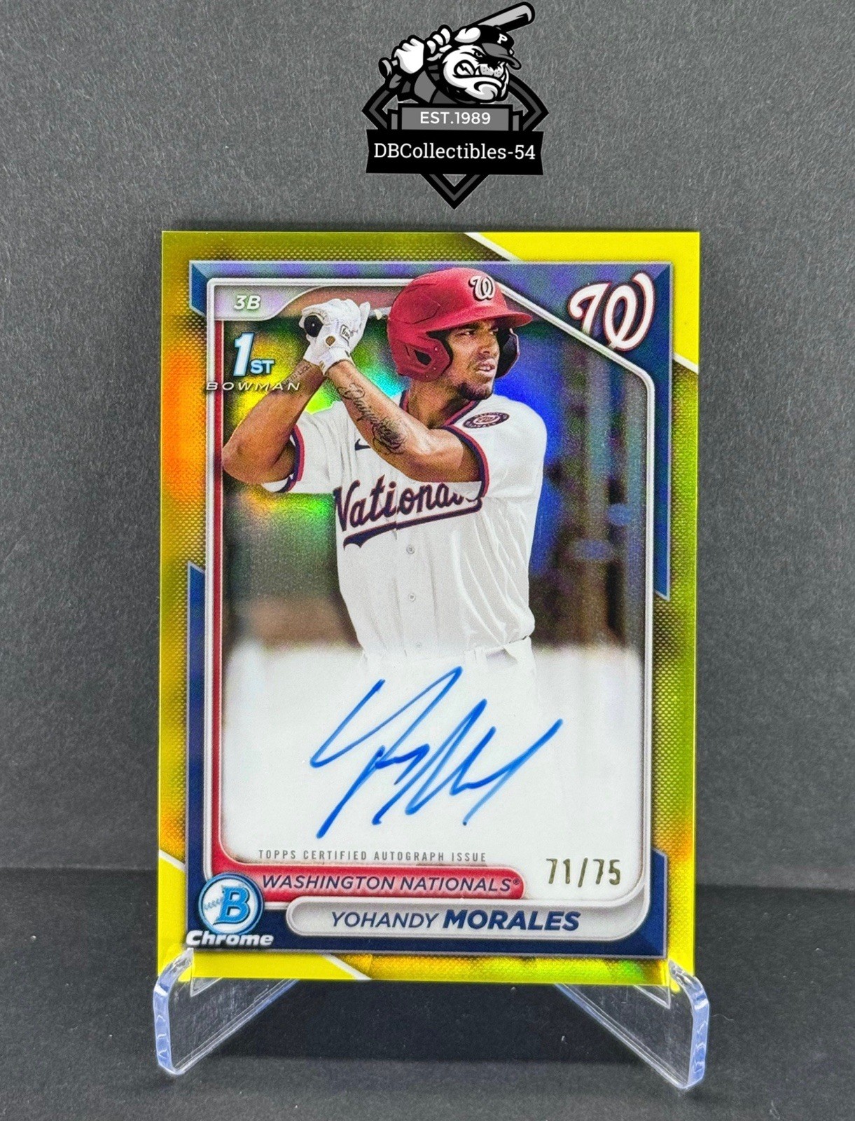 2024 Bowman Chrome Yohandy Morales 1st Yellow Auto 71/75 Nationals