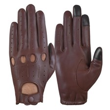 Men's Women s Touchscreen Genuine Leather Driving Gloves,Classic Knuckle Cu...