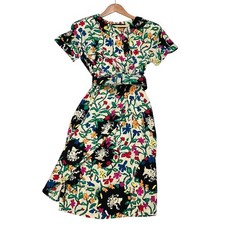 Fendi 365 Vintage Floral Print Silk Dress, Size 44, Multicolor Women USED