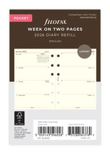 26-68224 Pocket Week on Two Pages 2026 Diary Refill Cotton Cream English