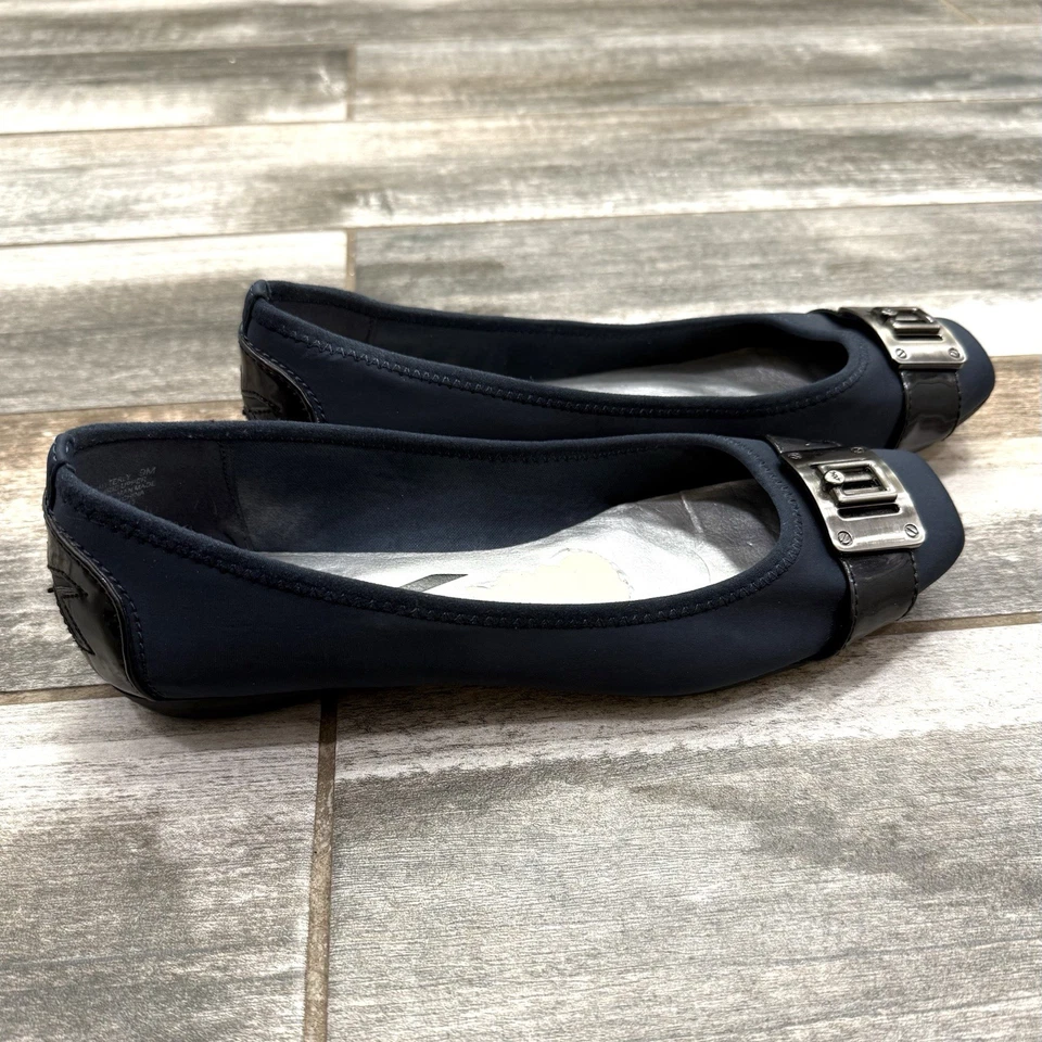 Anne Klein Sport Square Toe Buckle Flat Ballet Shoe Size 9M Navy Women’s - Image 4 of 4