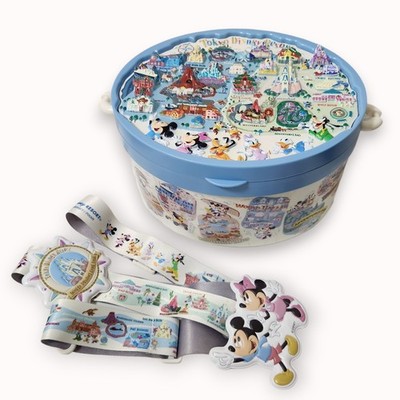 Tokyo Disney Resort Popcorn Bucket Map Design 3D Relief Mickey Minnie Strap TDR