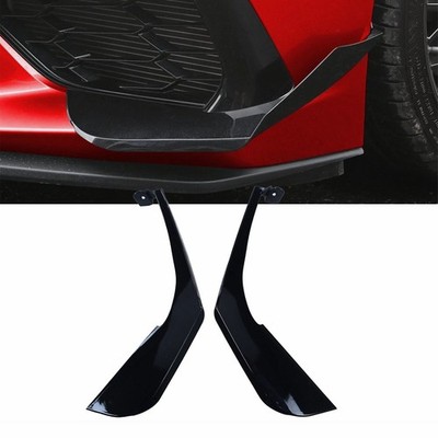Gloss Black Front Bumper Side Canards Fin Splitter For Corvette C8 Z51 2020-2025