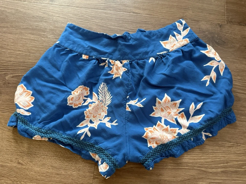 Pantalones Cortos de Playa Roxy Para Mujer Florales Talla S Azul Lindos y Cómodos Foto 4 de 4