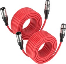 XLR Cable 10 FT 2 Packs Premium Balanced Male To Female Mic Cord Red