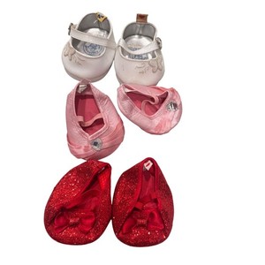Build A Bear Shoes Lot of 3 Ballet Sparkle Red Pink White Preloved Older