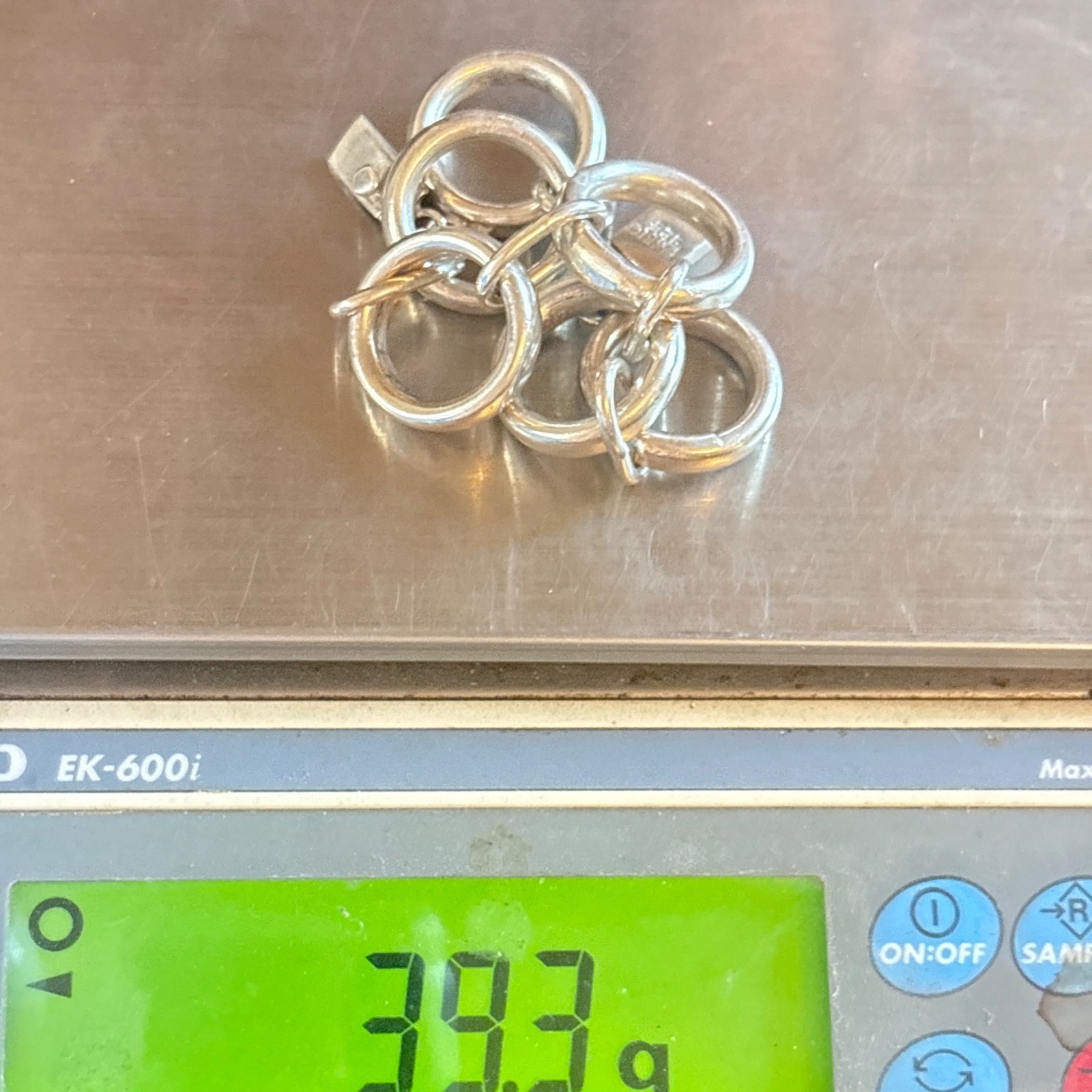 VTG Solid Sterling Silver 925 Circle Link Chain B… - image 10