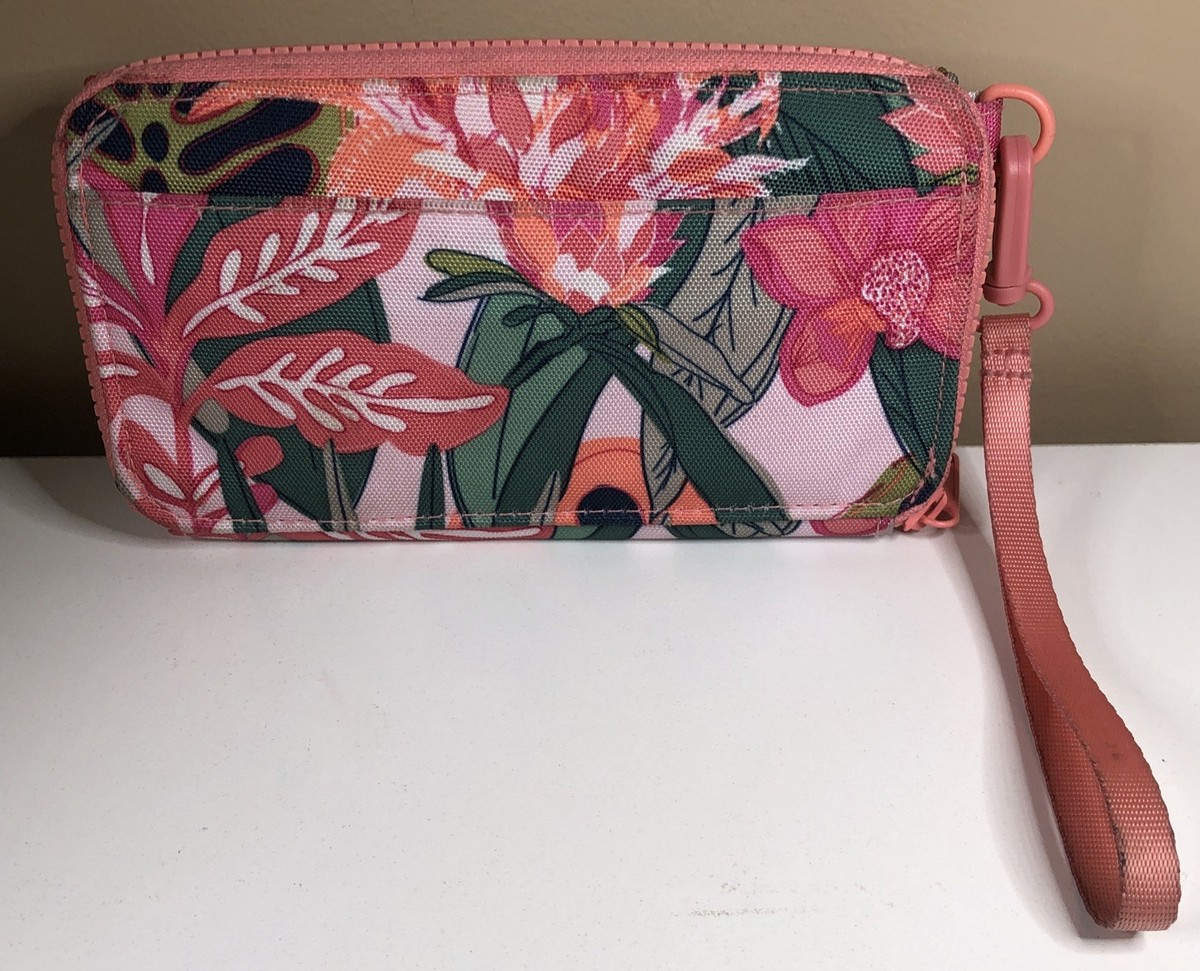VERA BRADLEY Rainforest Coral Canopy WRISTLET WALLET Accordion