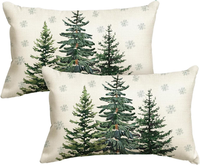 Kiefern BäUme Schneeflocken Weihnachten KissenbezüGe 2Er Set, 30X50 Cm Merry Chr
